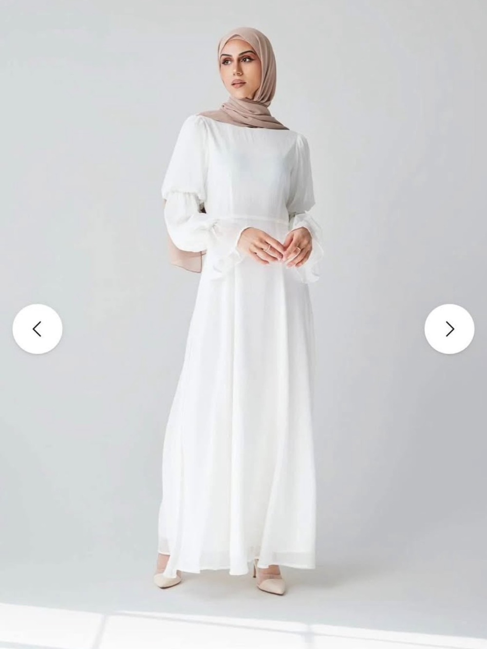Elegant White Modest Long Sleeve Maxi Dress